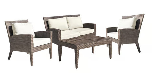 Backyard Furniture Patio Furniture Set Panama Jack Oasis Collection 4 Piece Seating Set with Outdoor Off-White Fabric | PJO-2201-JBP-4PL