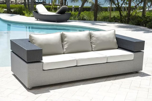 Panama Jack Onyx Collection Loveseat with Outdoor Off-White Fabric | PJO-1901-BLK-LS