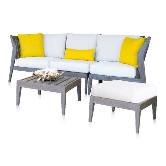 Patio Furniture Backyard Outdoor Couch Panama Jack Poolside Collection 5 Piece Sectional Set with Outdoor Off-White Fabric | PJO-2701-GRY-5SEC