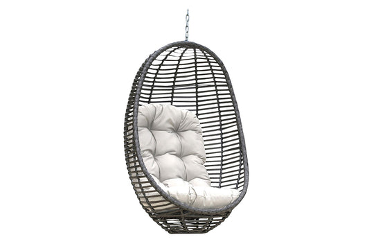 Backyard Patio Outdoor Panama Jack Graphite Woven Hanging Chair with Cushion PJO-1601-GRY-HC
