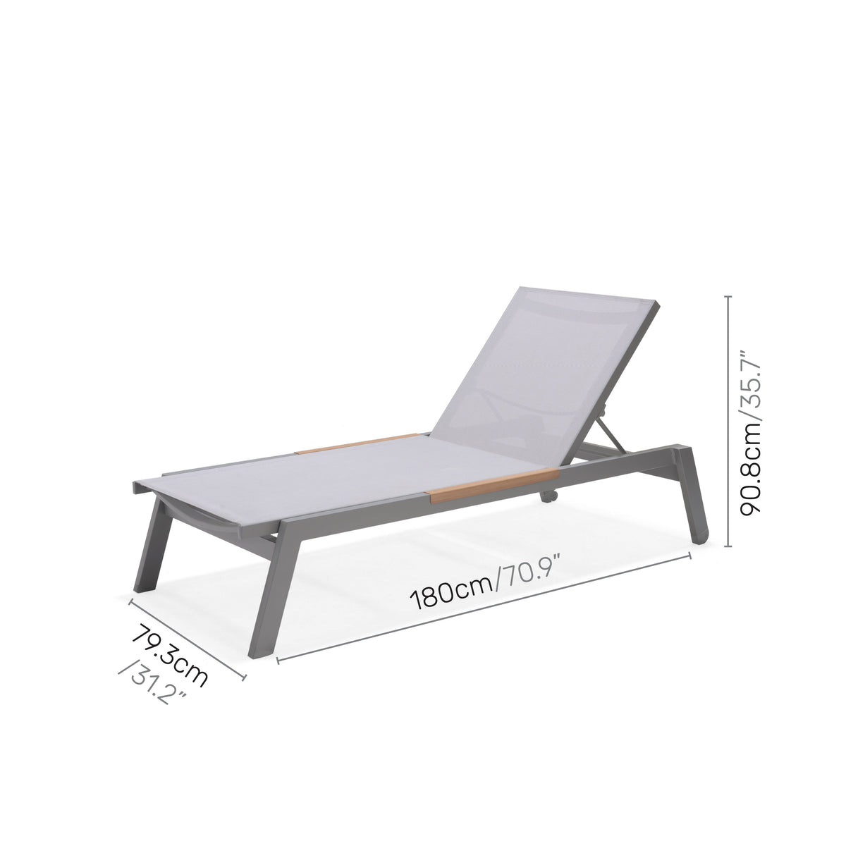 LifestyleGarden Panama Light Stacking Outdoor Sun Lounger with Wheels