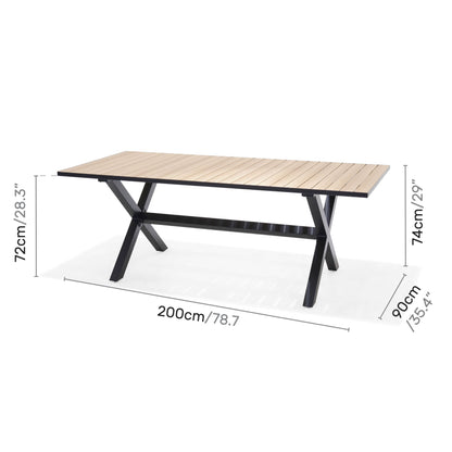 LifestyleGarden Panama Dark Aluminum Rectangular Outdoor Dining Table