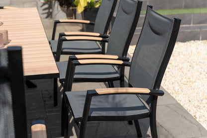 LifestyleGarden Panama Dark Stacking Outdoor Dining Armchairs, Set of 2