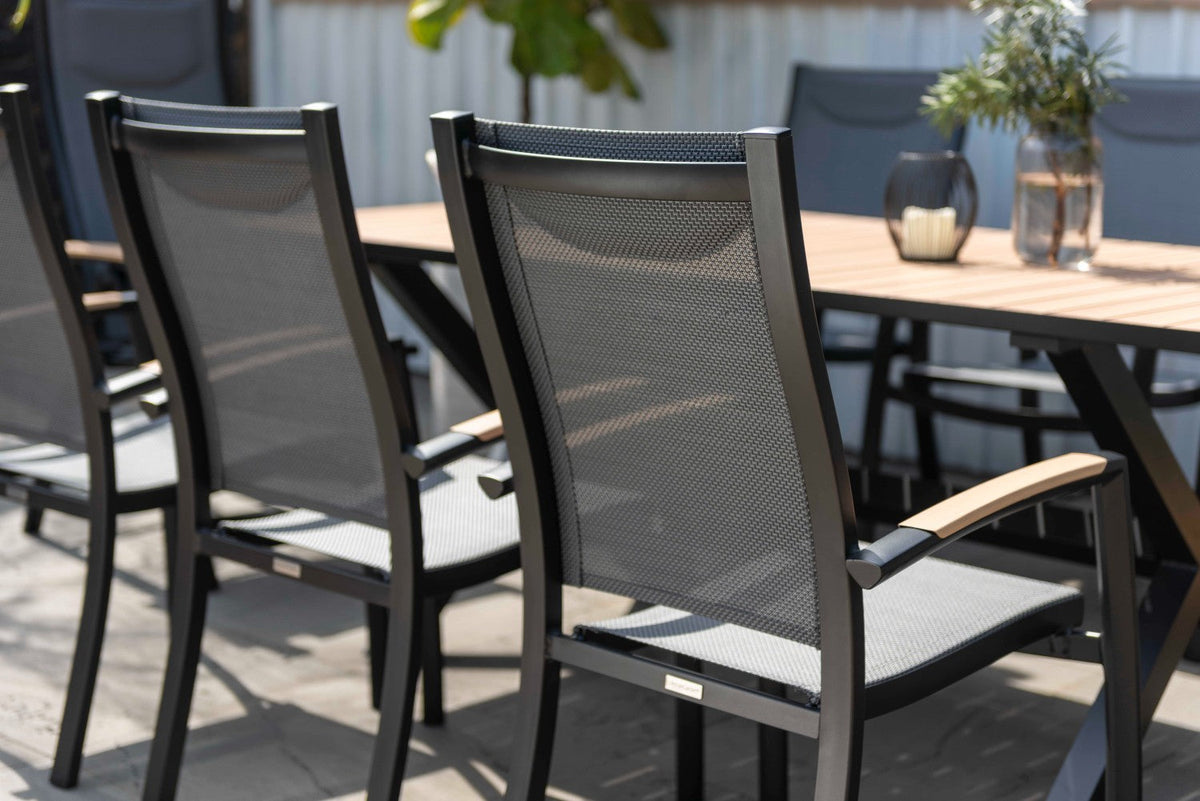LifestyleGarden Panama Dark Stacking Outdoor Dining Armchairs, Set of 2