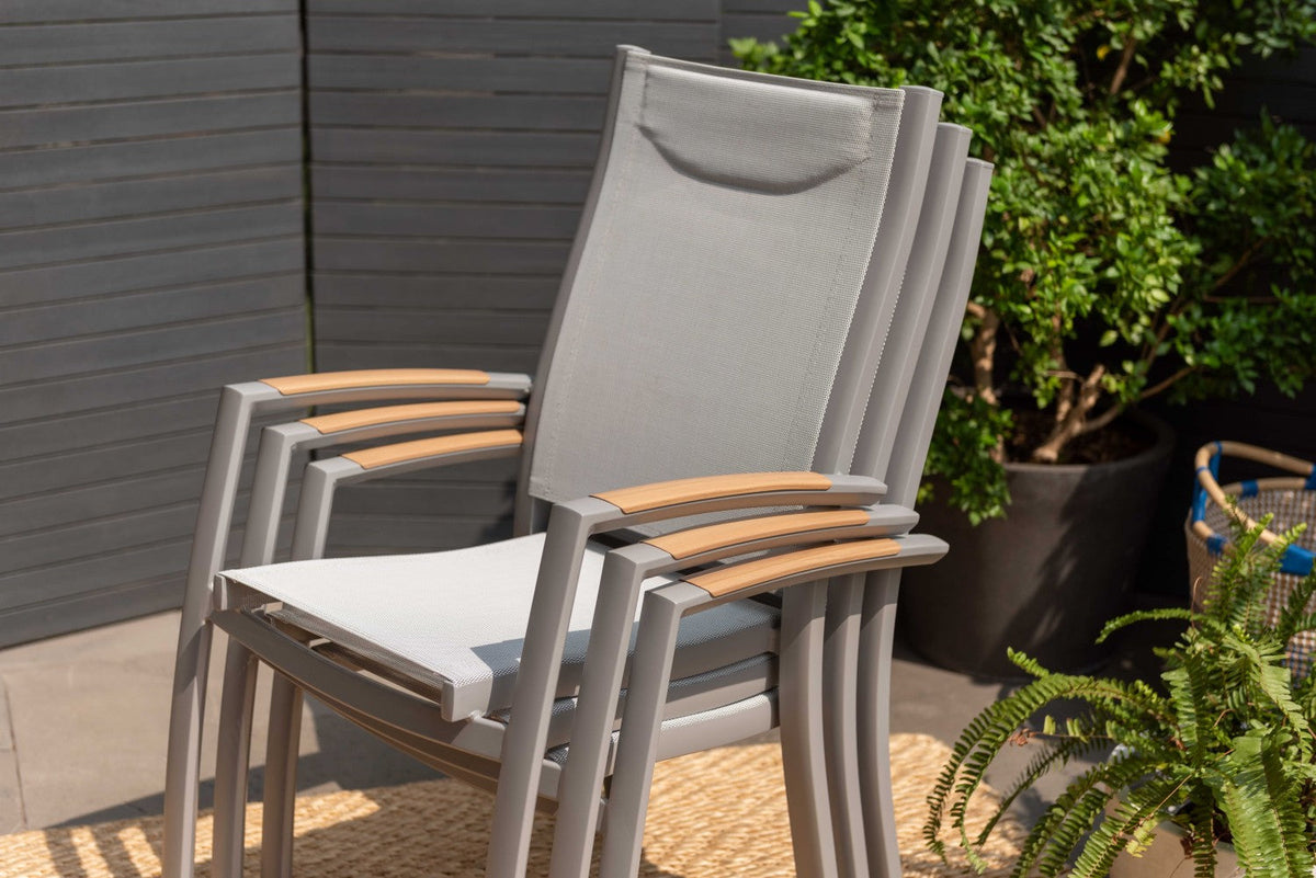 LifestyleGarden Panama Light Stacking Outdoor Dining Armchairs, Set of 2
