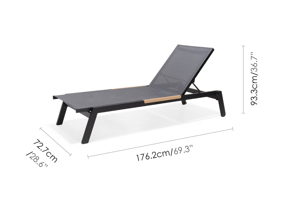 LifestyleGarden Panama Dark Outdoor Sun Lounger Set with Side Table, Set of 3