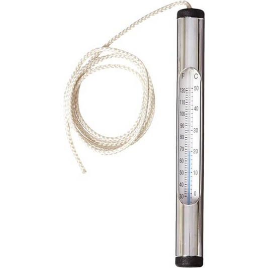 Pentair R141076 Model 130 Chrome Brass Tube Thermometer with Blown Glass Tube Secured in Brass Tubing, 3-Feet Cord