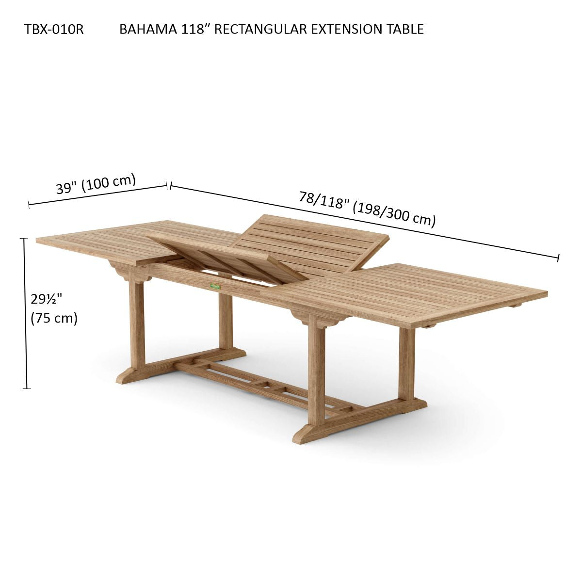 Anderson Teak Bahama 10-Foot Rectangular Extension Table