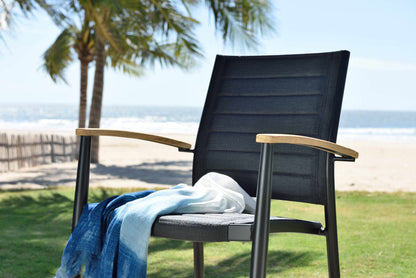 LifestyleGarden Portals Dark Stacking Outdoor Dining Armchairs, Set of 2