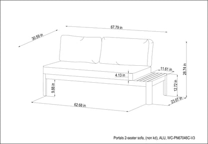 LifestyleGarden Portals Light Modular Outdoor Sofa, 2 Seat