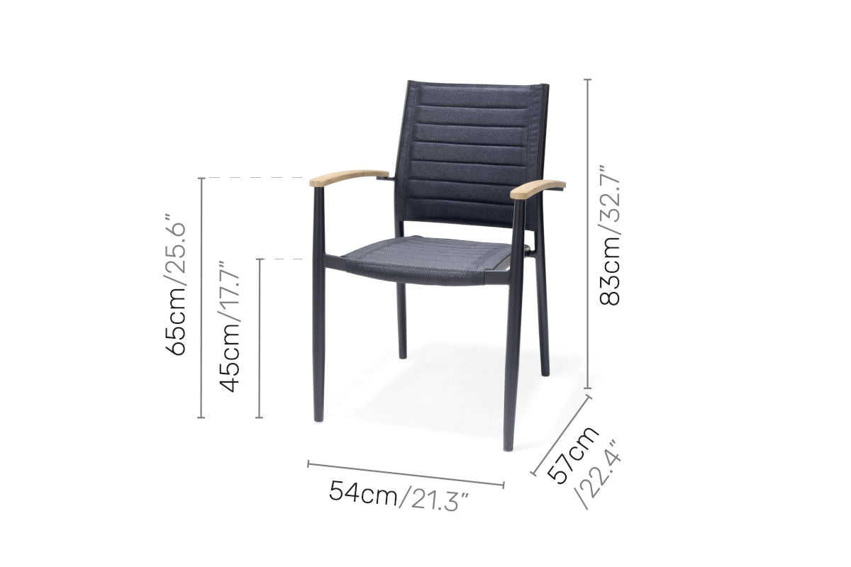 LifestyleGarden Portals Dark Stacking Outdoor Dining Armchairs, Set of 2