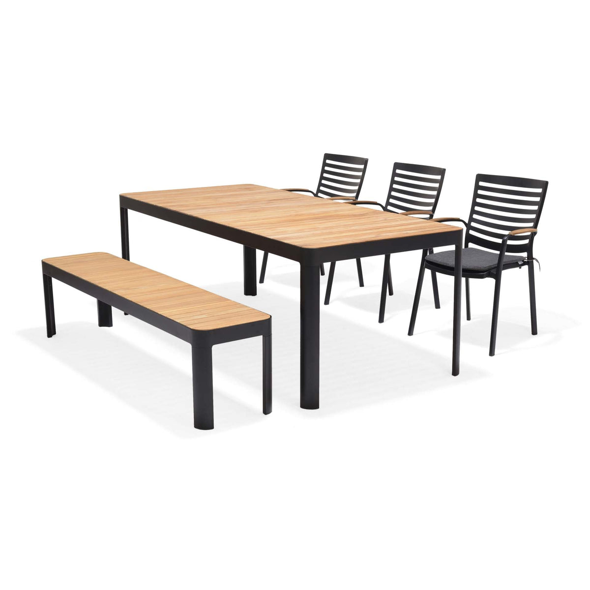 LifestyleGarden Portals Teak and Aluminum Outdoor Picnic Bench
