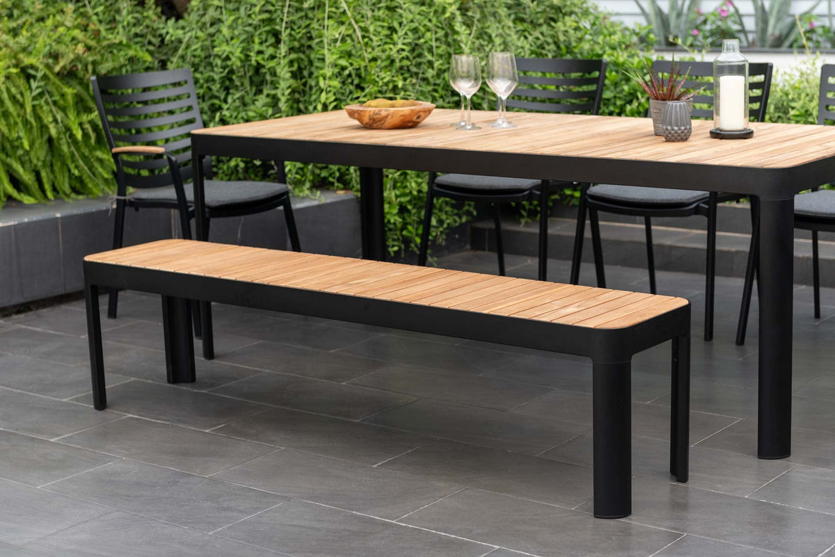 LifestyleGarden Portals Teak and Aluminum Outdoor Picnic Bench
