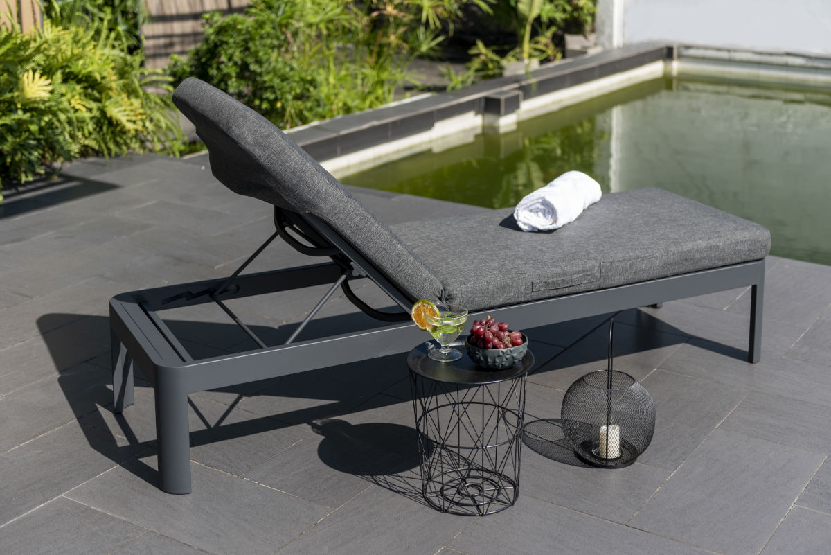 LifestyleGarden Portals Dark Outdoor Sun Lounger with Weather Net