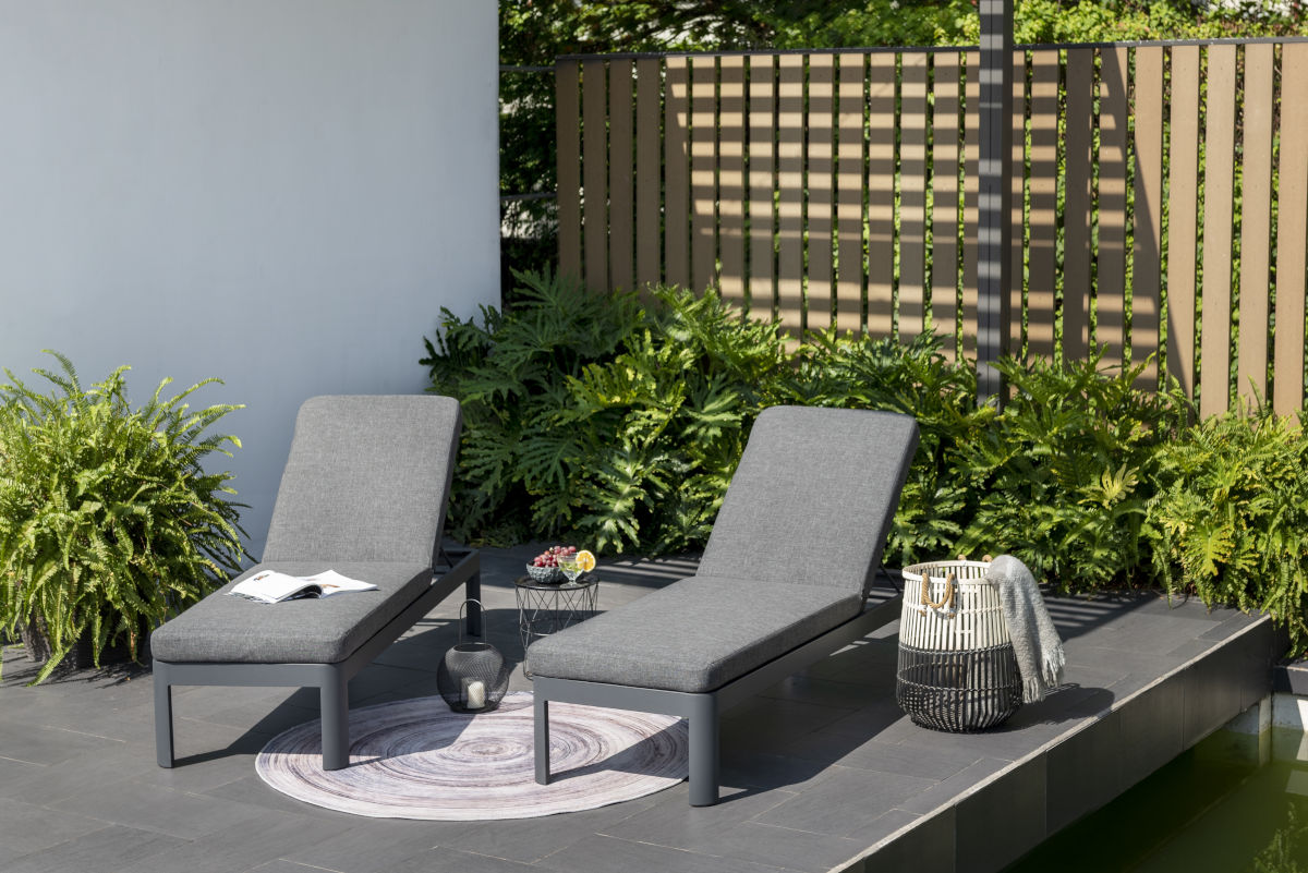 LifestyleGarden Portals Dark Outdoor Sun Lounger with Weather Net