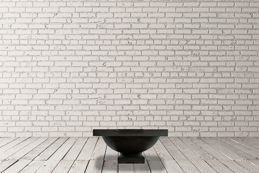 {atio Fire Bowl Prism Hardscapes Ibiza 29-Inch Concrete Round Outdoor Fire Pit Bowl - Match Lit