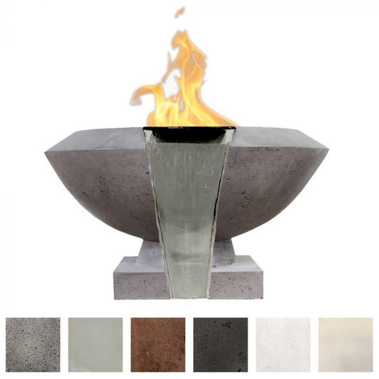 Prism Hardscapes Toscana 29-Inch Concrete Square Outdoor Fire & Water Bowl - Match Lit