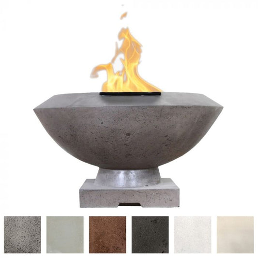 Prism Hardscapes Toscana 33-Inch Concrete Square Outdoor Fire Pit Bowl - Electronic Igniter