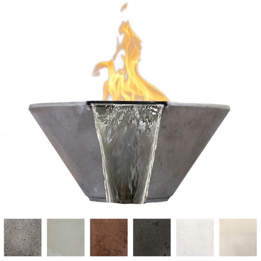 Prism Hardscapes Verona 32-Inch Concrete Outdoor Fire Pit & Water Bowl - Electronic Igniter
