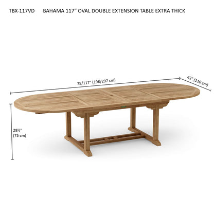 Anderson Teak Bahama 117" Oval Extension Table w/ Double Extensions