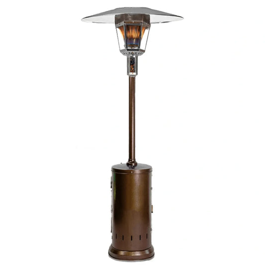 96-inch antique bronze propane patio heater with real flame and 40,000 BTU.