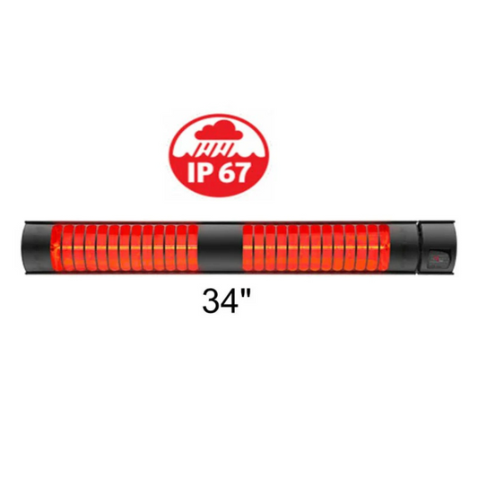 Stylish weatherproof electric patio heater with sleek design for outdoor use.