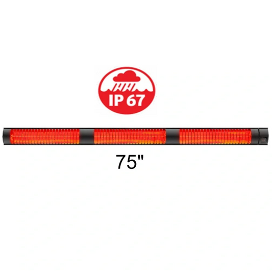 Weatherproof RADtec electric patio heater providing warmth for outdoor spaces.