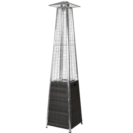 RADtec 89-inch Tower Flame Propane Patio Heater in black & grey wicker, 41,000 BTU