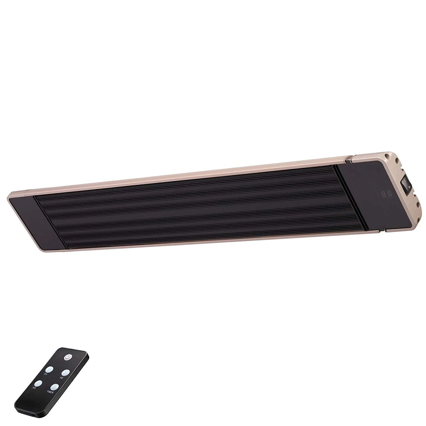 Weatherproof RADtec X15R outdoor heater with sleek design and zero light feature.