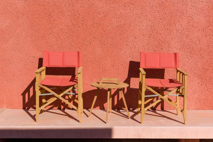 LifestyleGarden Zircon Teak Folding Director Chair, Red