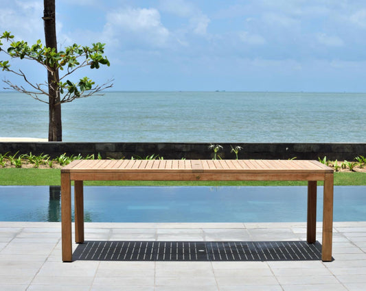 Amazonia Rinjani Teak Large Rectangular Outdoor Dining Table, 87 Inch