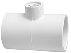 Reducing Tee, Slip x Slip x FPT White PVC Schedule 40