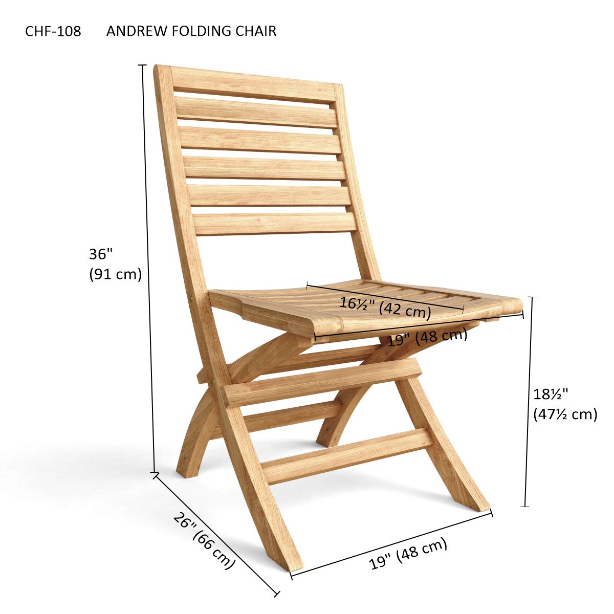 Anderson Teak Andrew Folding Chair (sell & price per 2 chairs only)