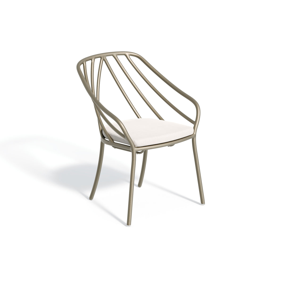 Seavo armchair with a Bliss Linen seat pad on a satin powder coated frame, on white