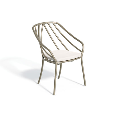 Seavo armchair with a Bliss Linen seat pad on a satin powder coated frame, on white