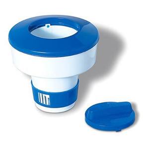 Swimline HydroTools Floating Chemical Dispenser, Blue & White, for Use with 3" Tabs or 1" Tablets, Holds Up to 3lbs | 8725