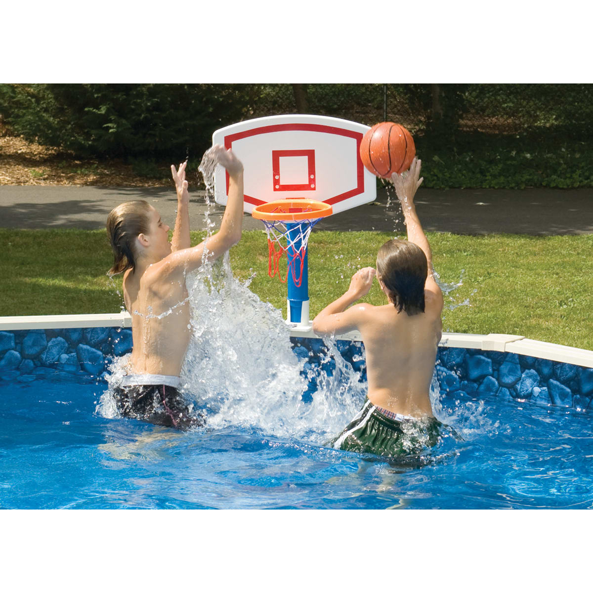 Swimline Jammin' Basketball Game For Above Ground Pools - Blow Molded Adjustable Height Design Attaches To The Top Rail Complete With Real Feel Basketball | 9182