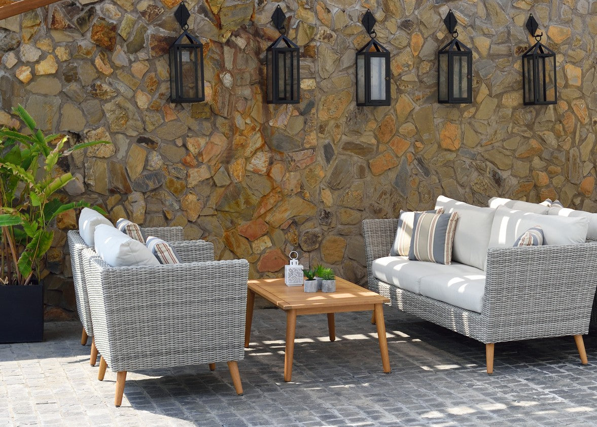 Amazonia Panther Wicker and Eucalyptus 4 Piece Outdoor Sofa Set
