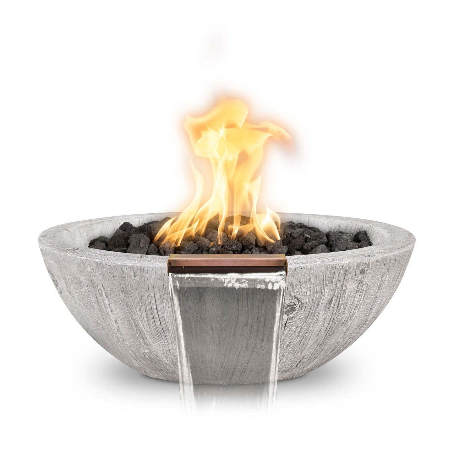 The Outdoor Plus Sedona Fire & Water Bowl, 27", GFRC Wood Grain | OPT-27RWGFW