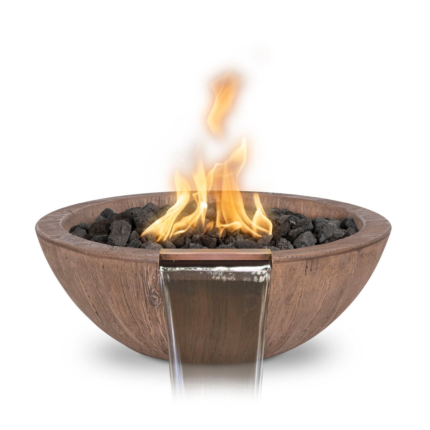 The Outdoor Plus Sedona Fire & Water Bowl, 27", GFRC Wood Grain | OPT-27RWGFW
