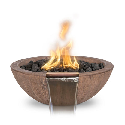 The Outdoor Plus Sedona Fire & Water Bowl, 27", GFRC Wood Grain | OPT-27RWGFW
