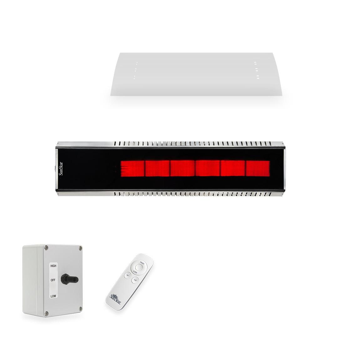 Sunstar N10 MGL0 Natural Gas Marine Grade Stainless Sunstar Package: Two-Stage 35,000 To 24,000 BTU Infrared Heater With A 3-Way Position Switch, Wireless Remote, Heat Shield, And Fixed Mounting Kit