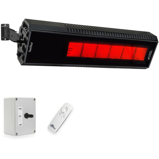 Sunstar 50N10 SGL1560 Natural Gas Black Sunstar Package: Two-Stage 50,000 To 34,000 BTU Infrared Heater With A 3-Way Position Switch, Wireless Remote, And Adjustable Mounting Kit