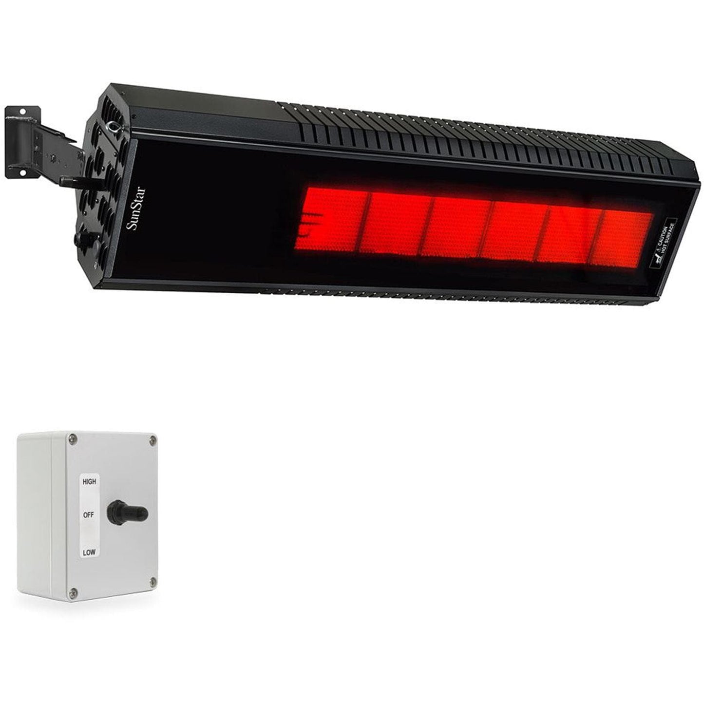 Sunstar 50L7 SGL1560 Liquid Propane Black Sunstar Package: Two-Stage 50,000 To 34,000 BTU Infrared Heater With A 3-Way Position Switch And Adjustable Mounting Kit