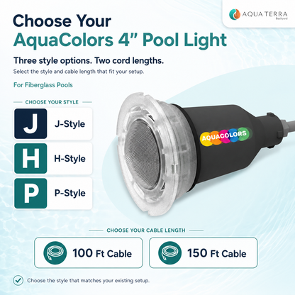 SwimSense AquaColors 4inch Color LED Pool Lights Styles Compatibliity Cable Lengths