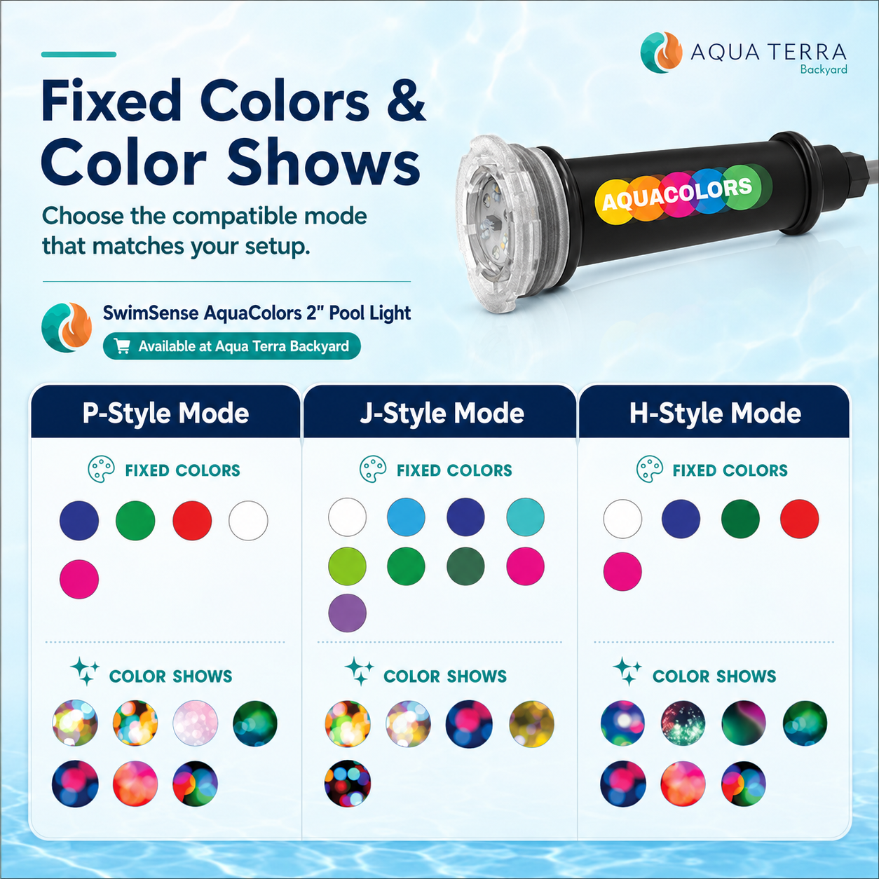Swimsense Fixed Colors and Color Show Options