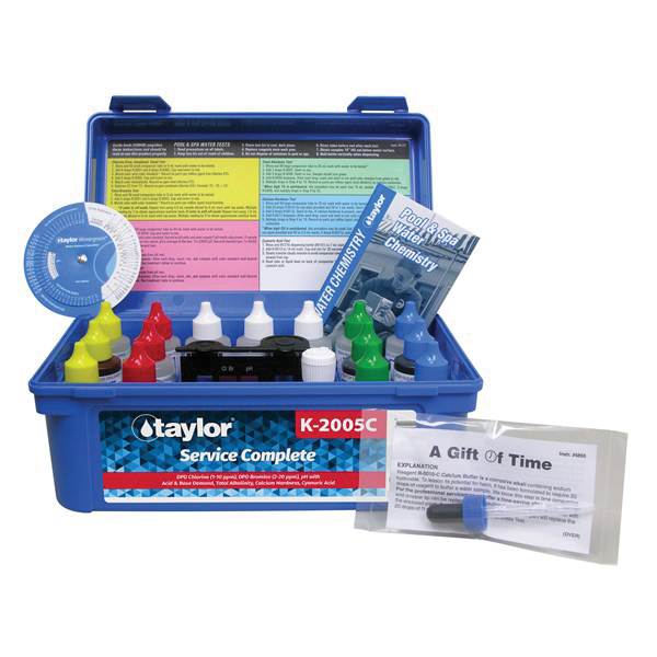Taylor Service Complete Kit, Chlorine/Bromine, Ph, Alkalinity, Hardness, Cya, 8-Pack , 2 OZ | K-2005C-8