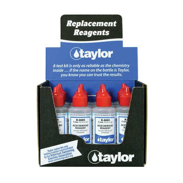 One 2 oz bottle of Taylor Acid Demand Reagent, 2000 Series, label facing forward