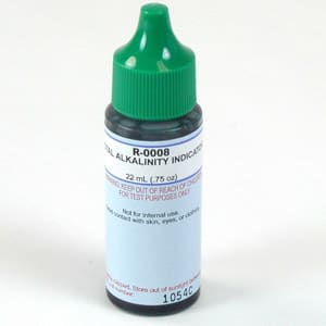 One 0.75 oz bottle of Taylor Total Alkalinity Indicator, label facing forward