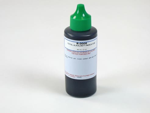 One 2 oz bottle of Taylor Total Alkalinity Indicator, label facing forward